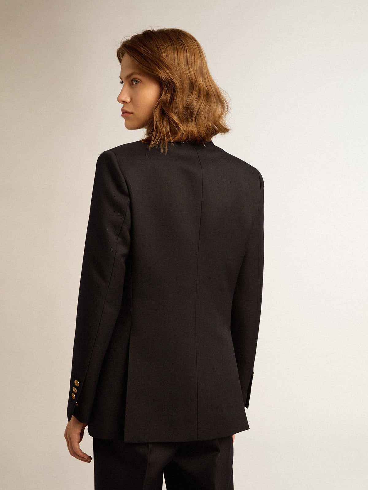 Golden W´s Double Breasted Blazer Compact Gabardine Wool – på modell bakfra