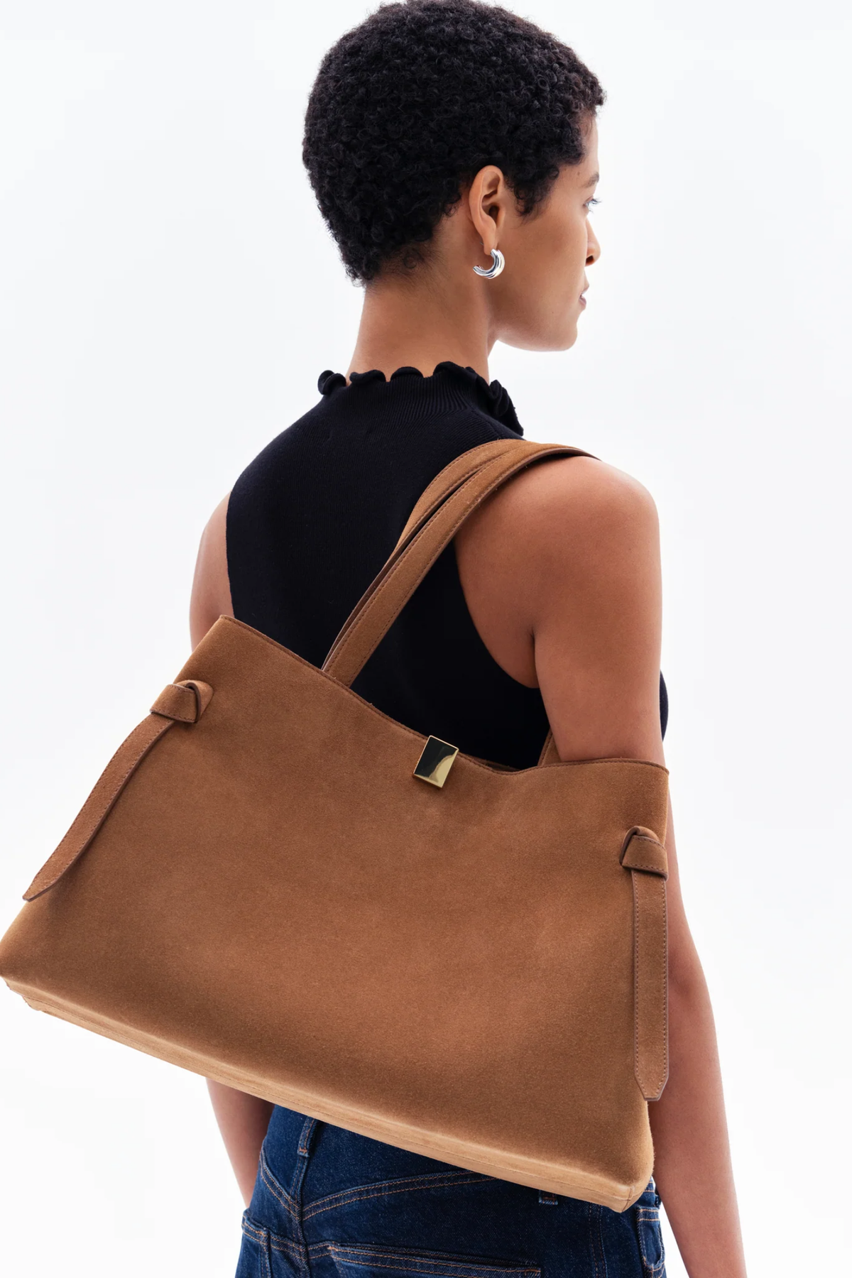 Gyoza Tote - Cognac Suede