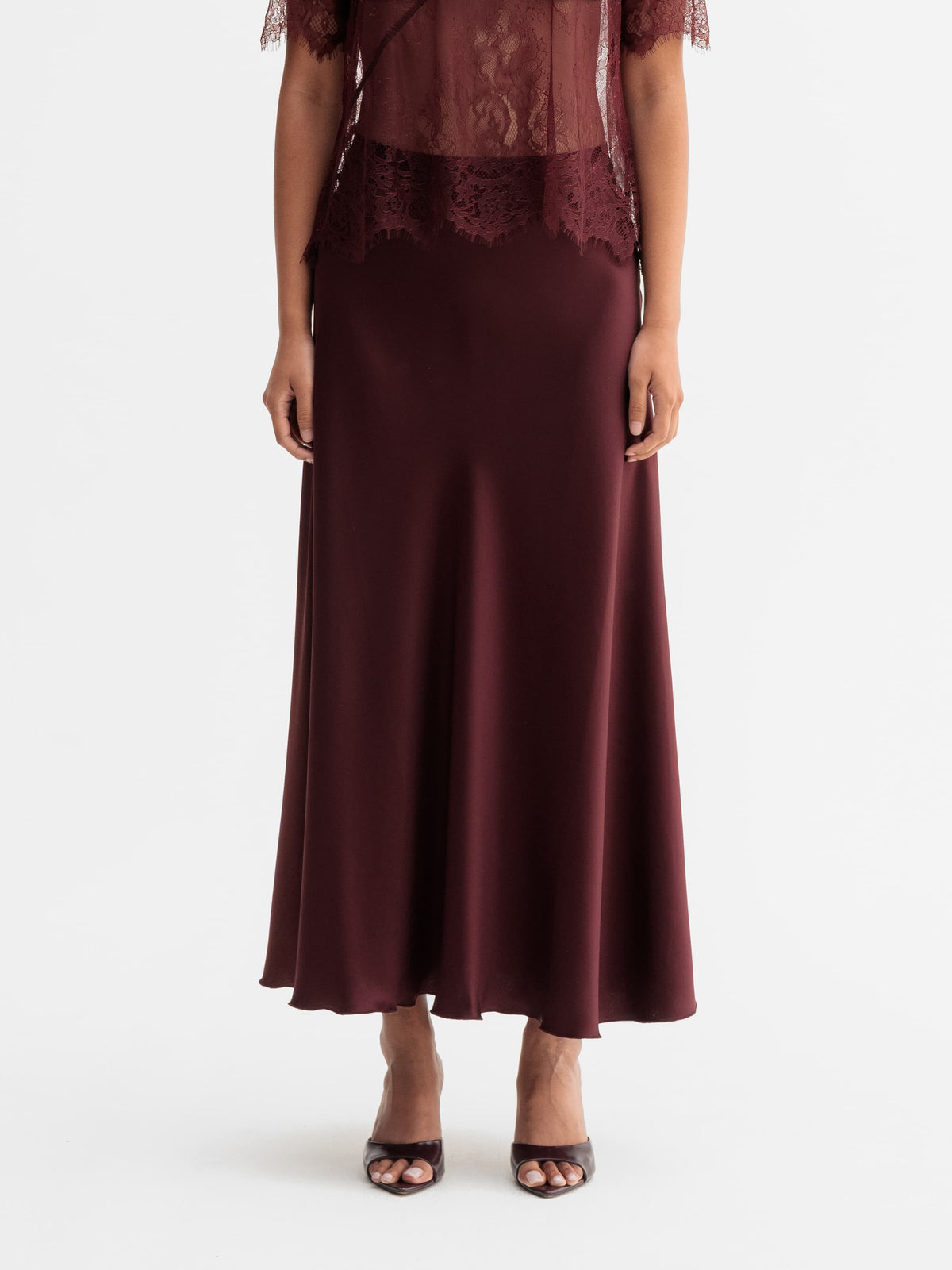 Hadi Satin Skirt Burgundy - Ahlvar Gallery