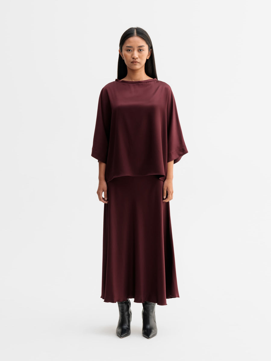 Hadi Satin Skirt Burgundy - Ahlvar Gallery