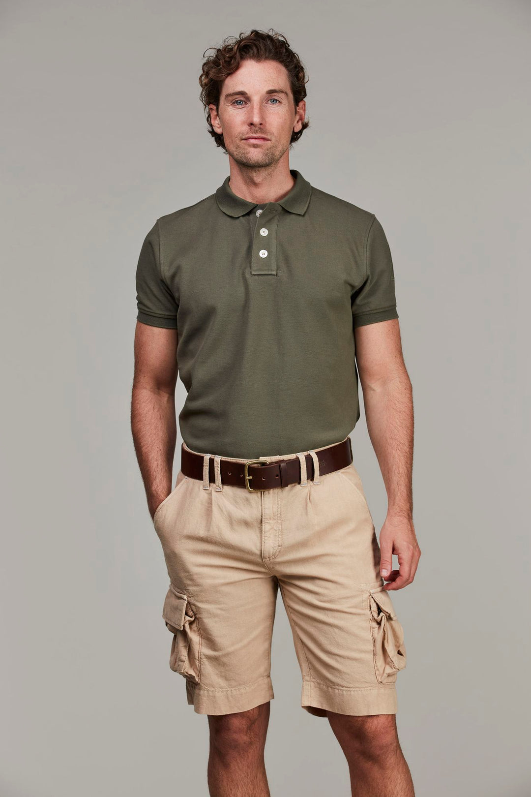 Cotton/Linen Cargo Shorts - front