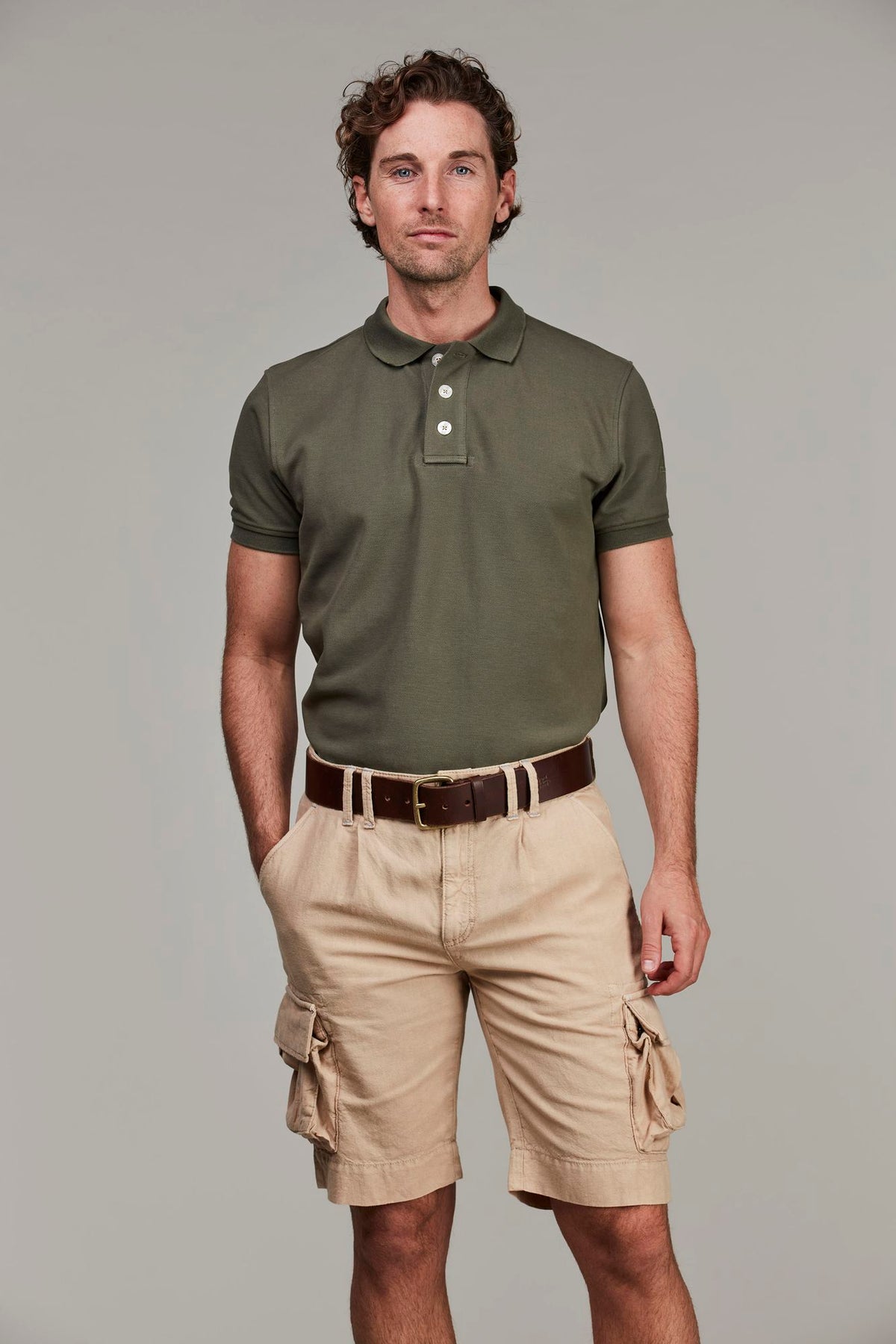 Cotton/Linen Cargo Shorts - front
