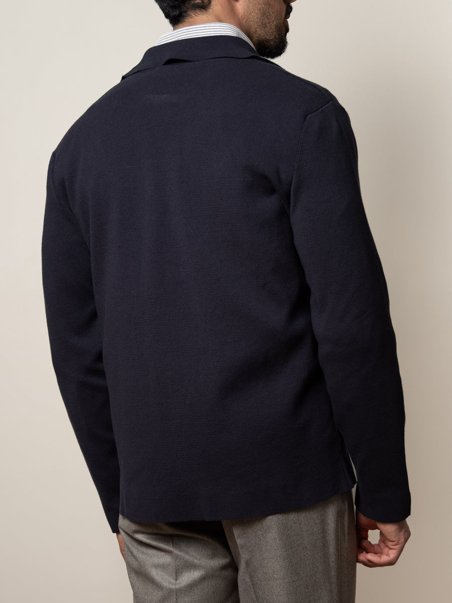 Knitted Cotton Shirt Jacket Navy