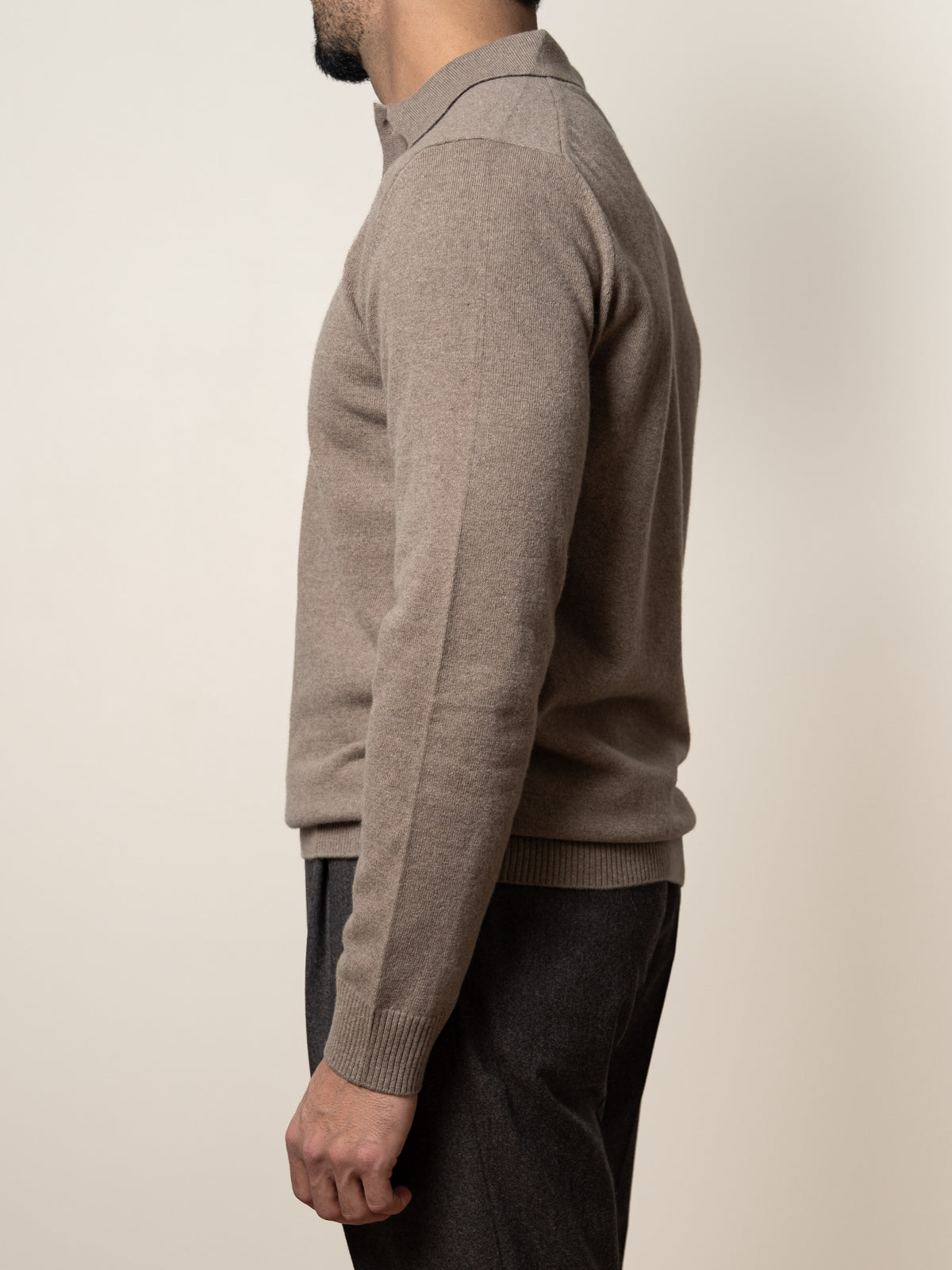 Knitted Wool Polo Beige