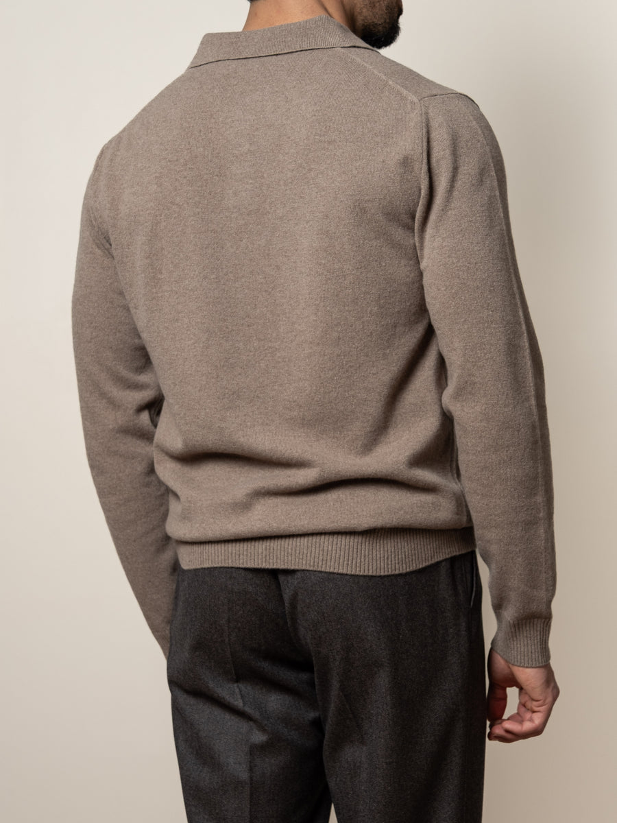 Knitted Wool Polo Beige