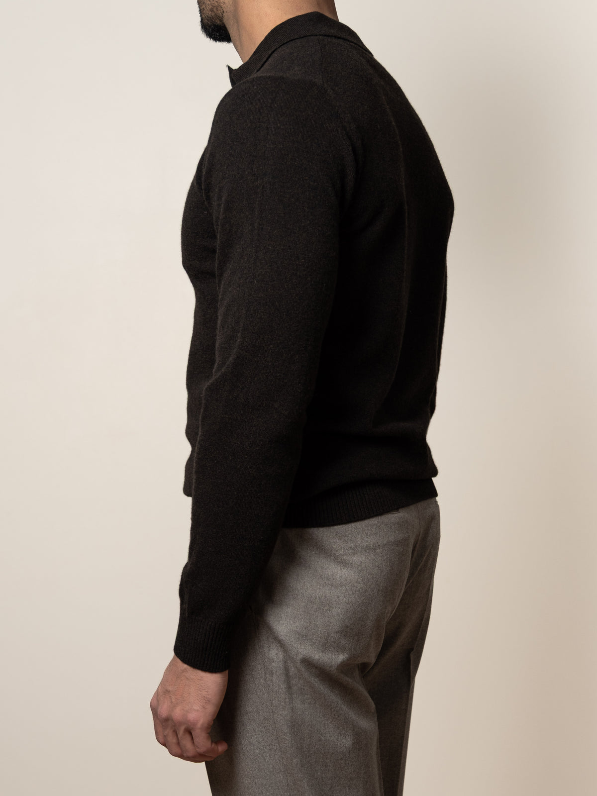 Knitted Wool Polo Brown