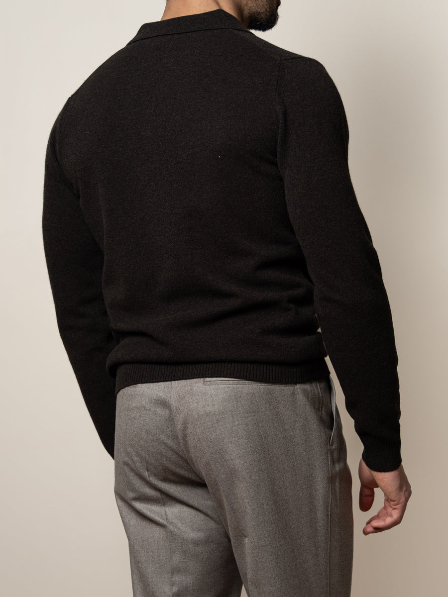 Knitted Wool Polo Brown