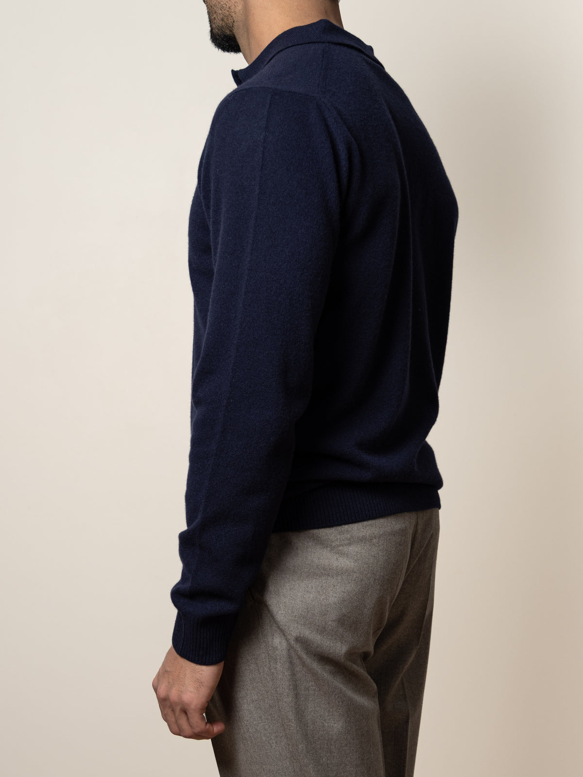 Knitted Wool Polo Navy