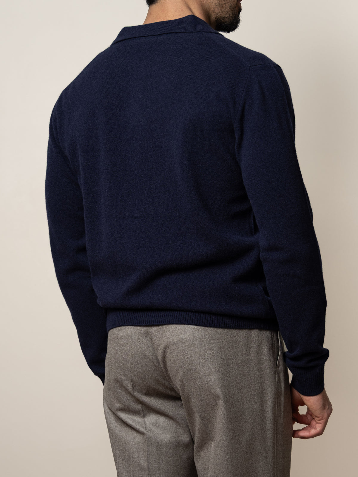 Knitted Wool Polo Navy