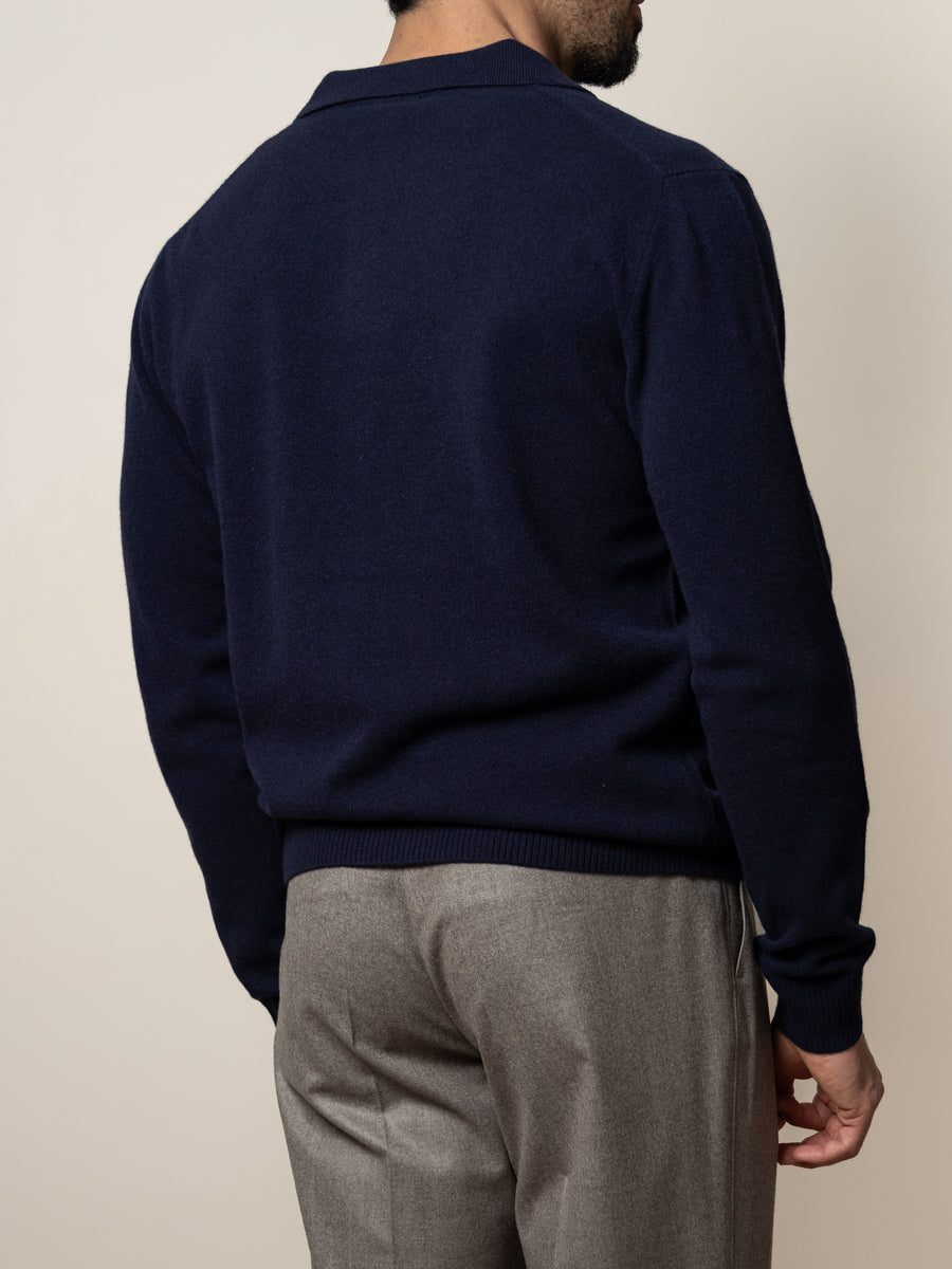 Knitted Wool Polo Navy