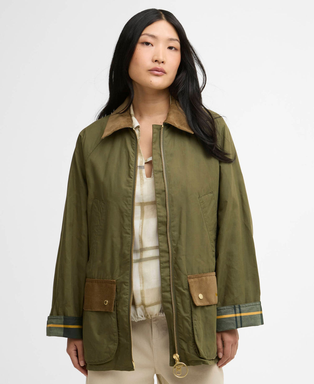 Laneshaw Casual Jacket Dusky Green - Modell front
