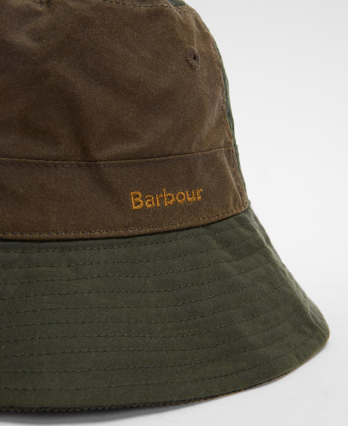 Barbour Brackley Wax Bucket Hat Olive - detail