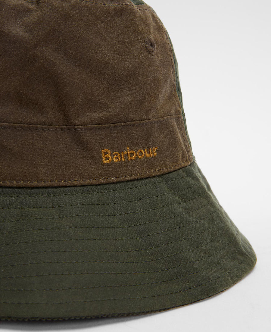 Barbour Brackley Wax Bucket Hat Olive - detail