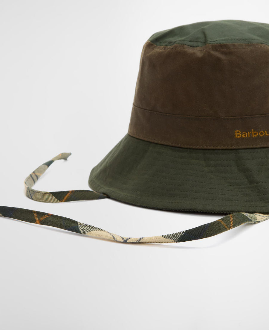 Barbour Brackley Wax Bucket Hat Olive - detail