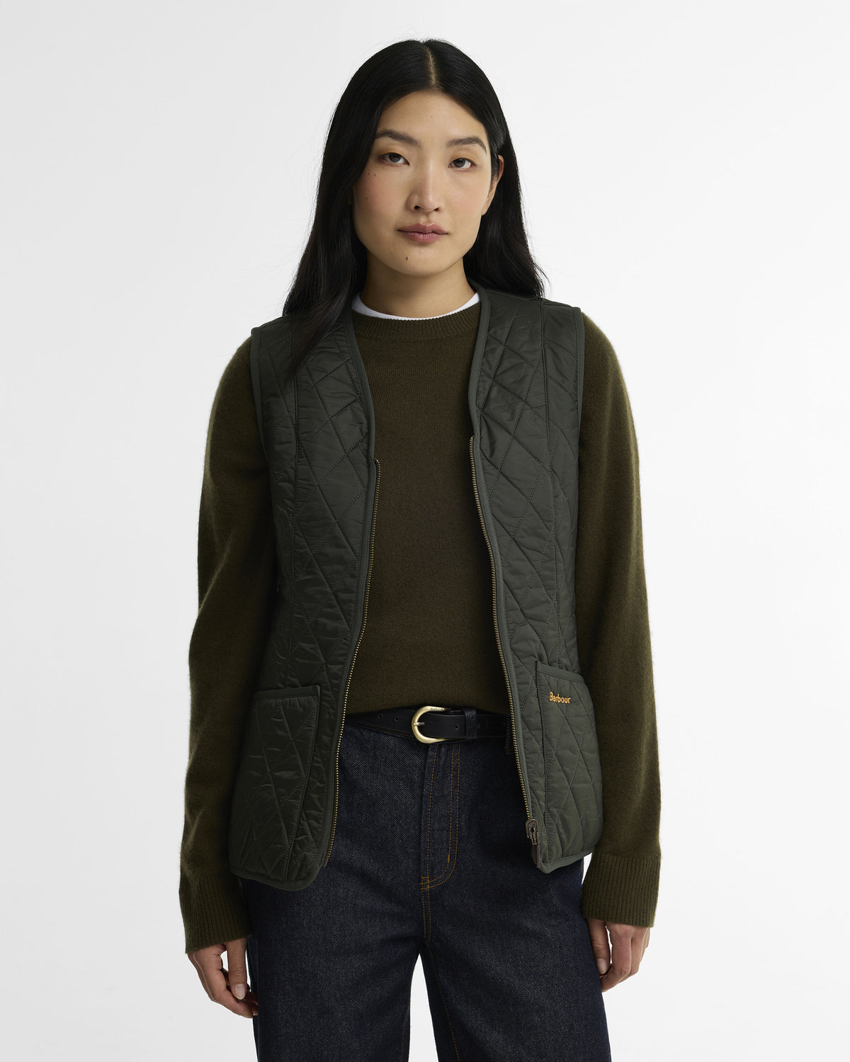 Betty Fleece Vest Olive modellbilde