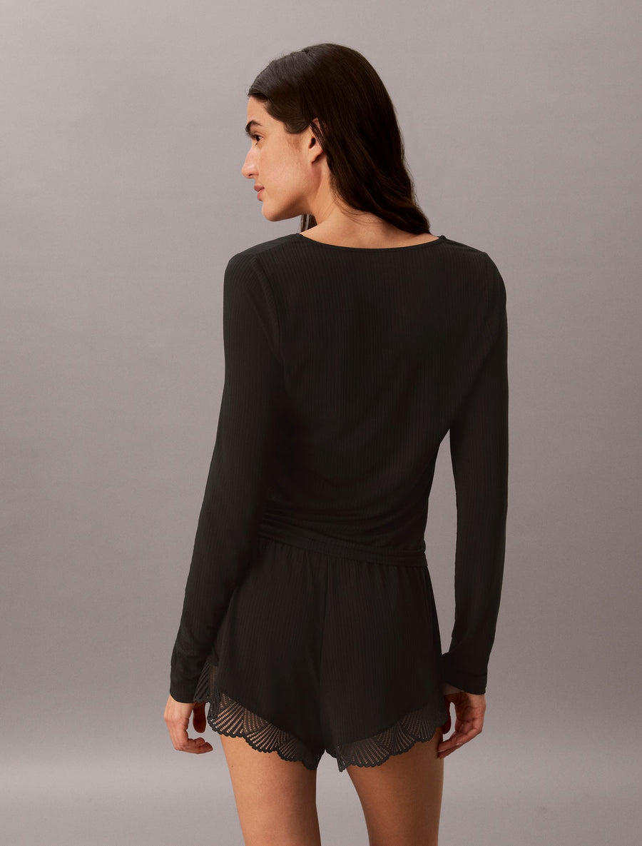 Modal Rib with Lace LS Top- Black – Calvin Klein