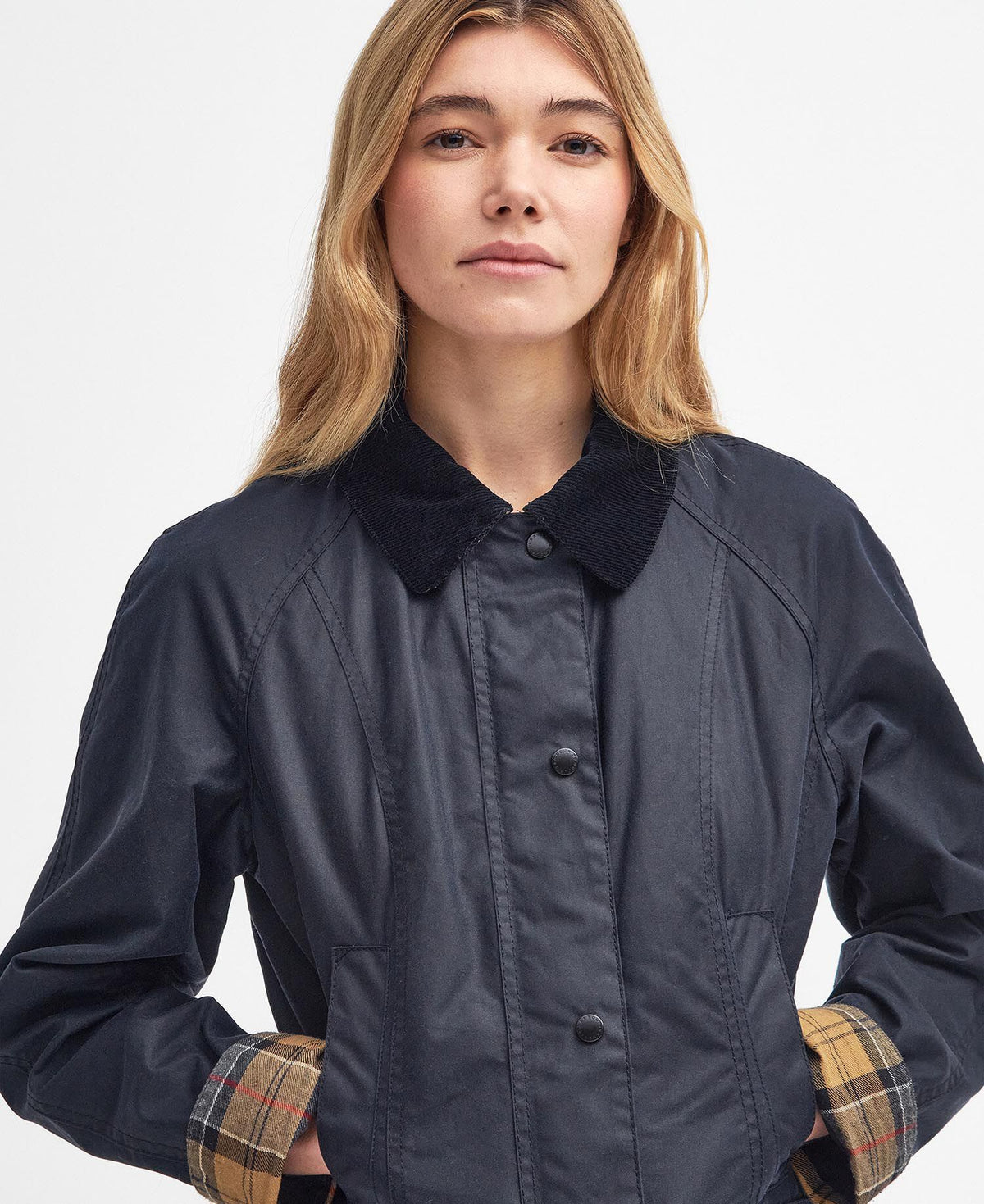 Beadnell Wax Jacket Navy - detalj