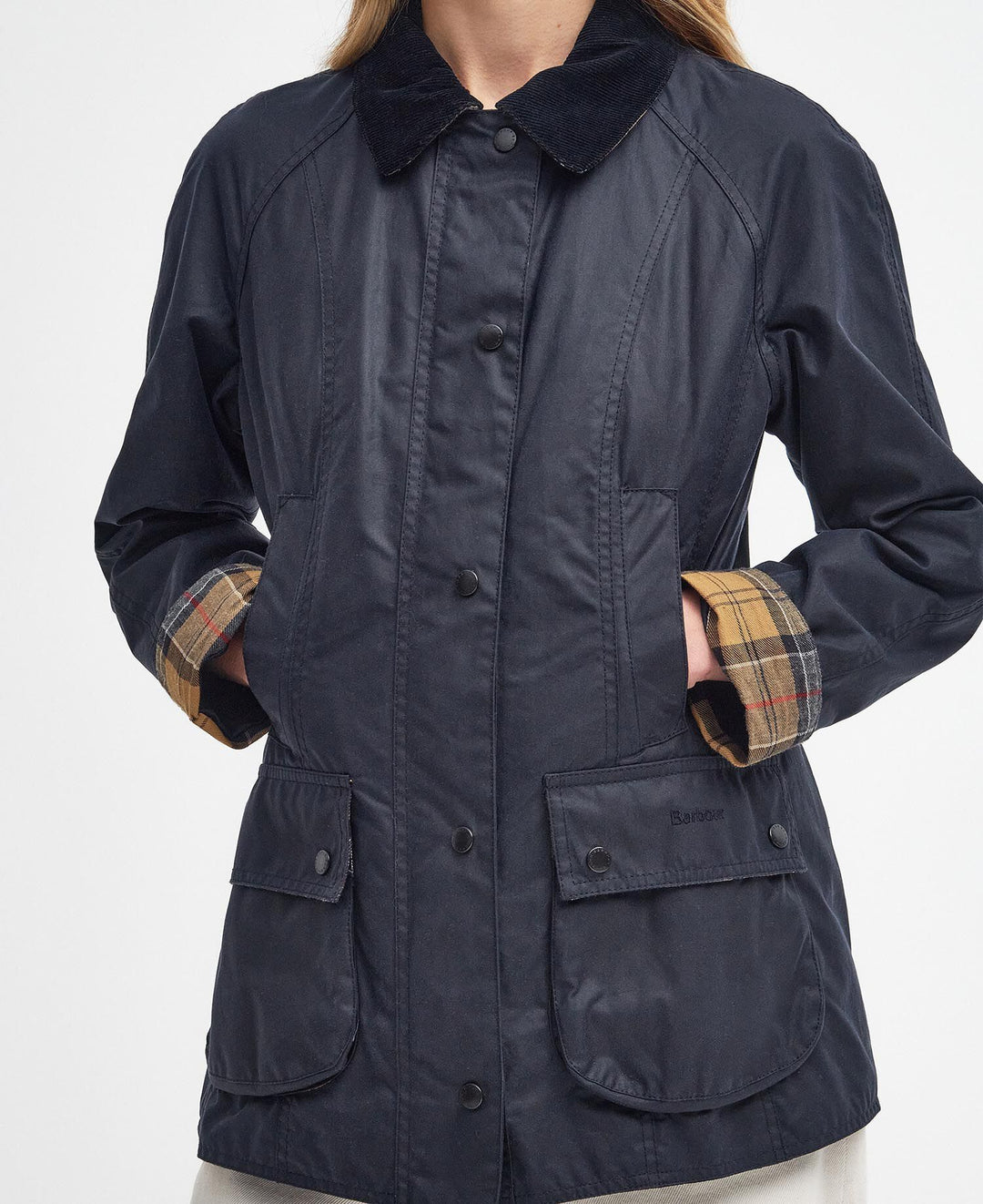 Beadnell Wax Jacket Navy - detalj