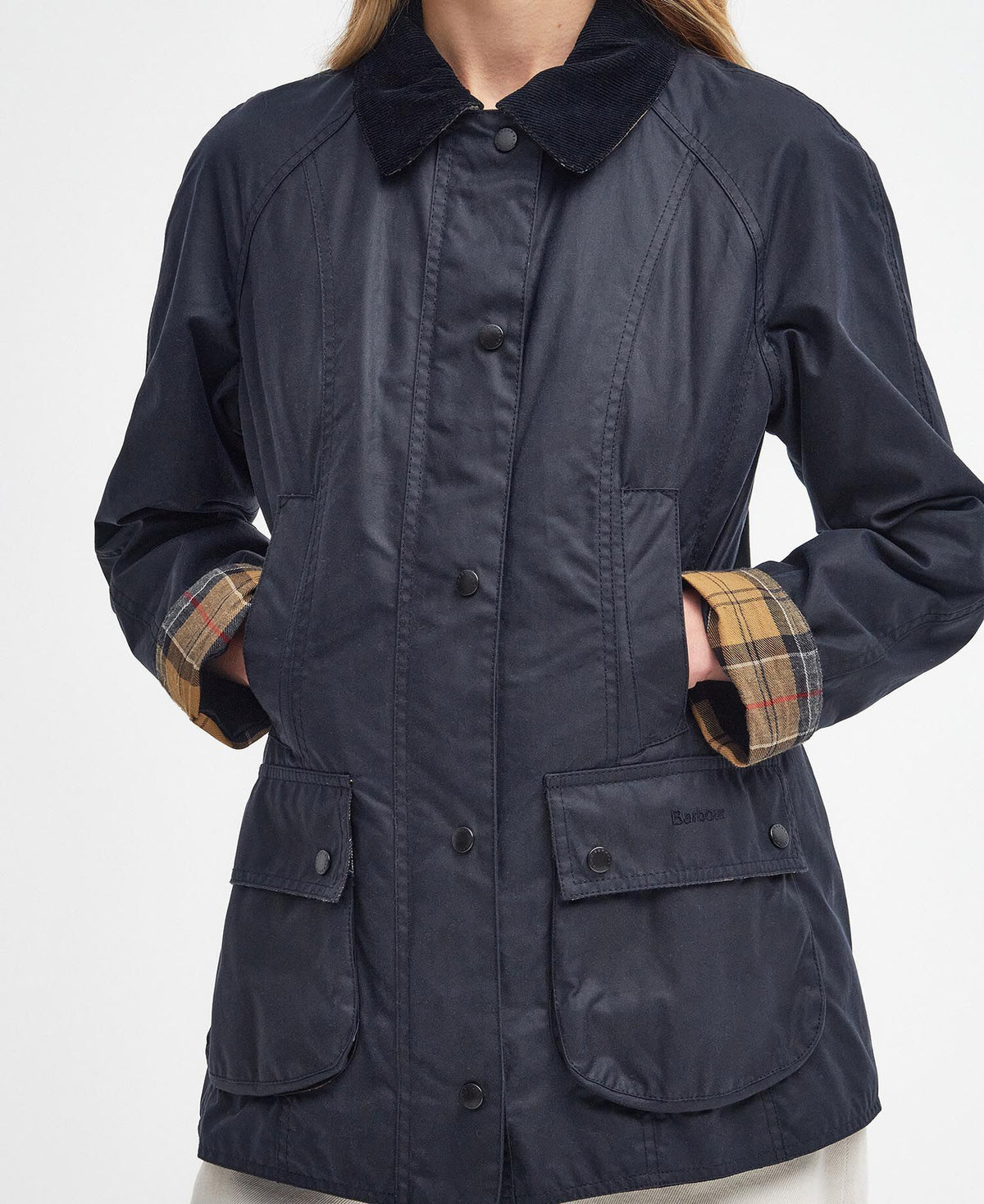 Beadnell Wax Jacket Navy - detalj
