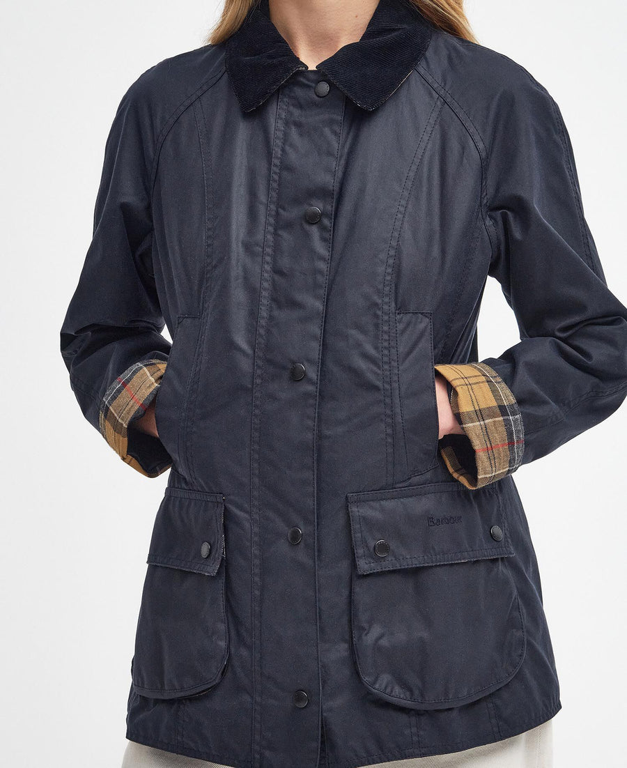 Beadnell Wax Jacket Navy - detalj
