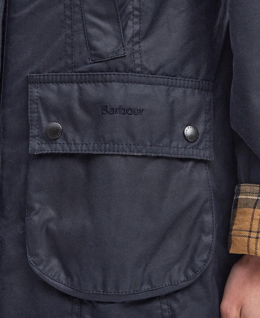 Beadnell Wax Jacket Navy - detalj