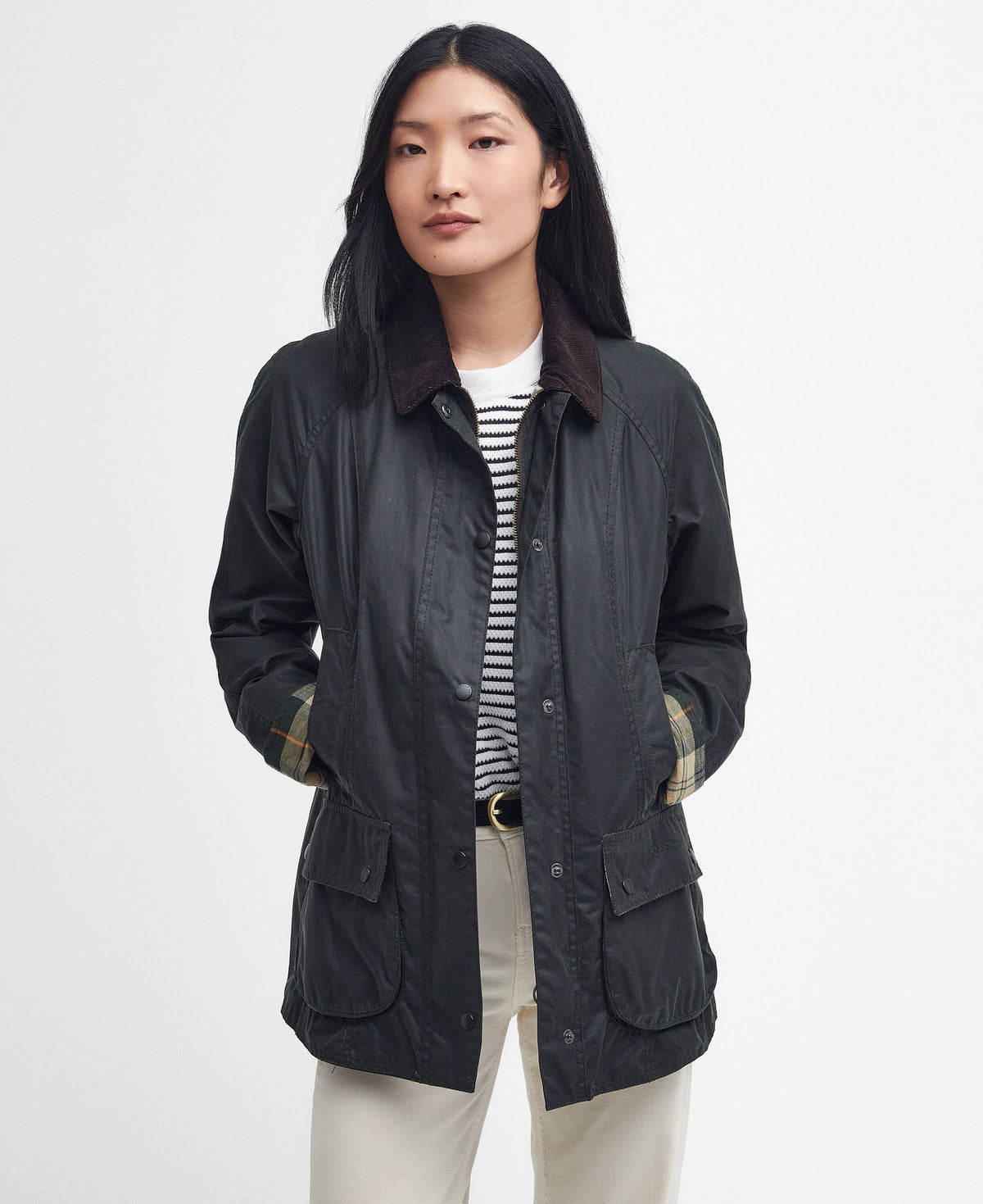Beadnell Wax Jacket Sage - front