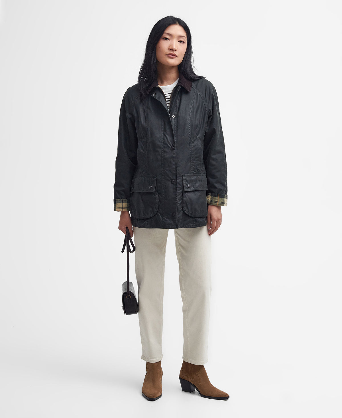 Beadnell Wax Jacket Sage - modellbilde