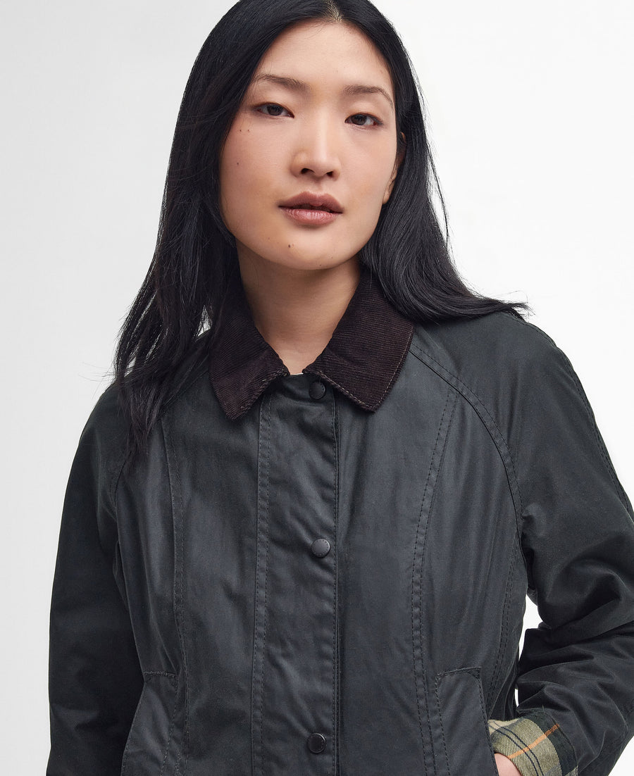 Beadnell Wax Jacket Sage - detalj