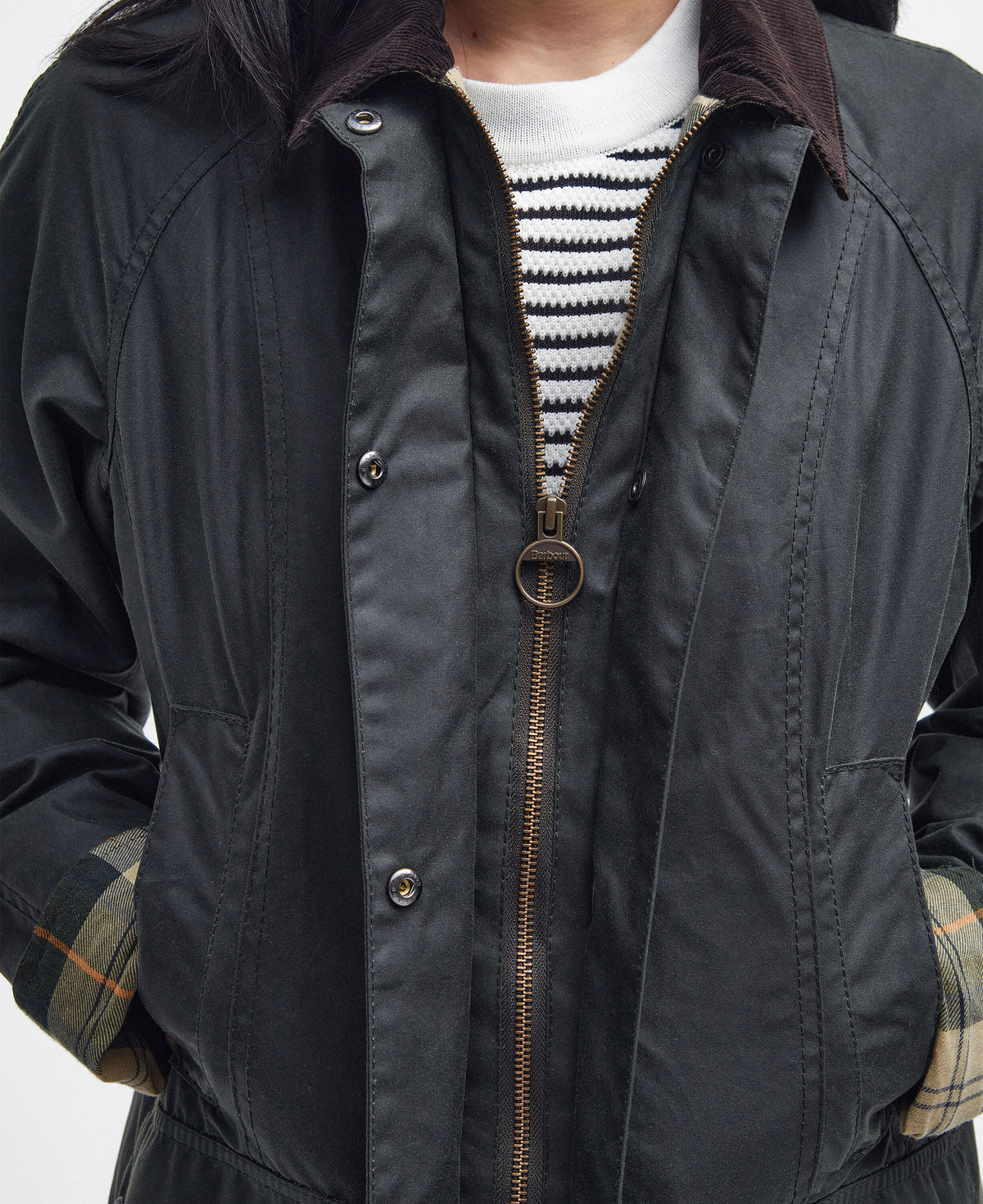 Beadnell Wax Jacket Sage - detalj