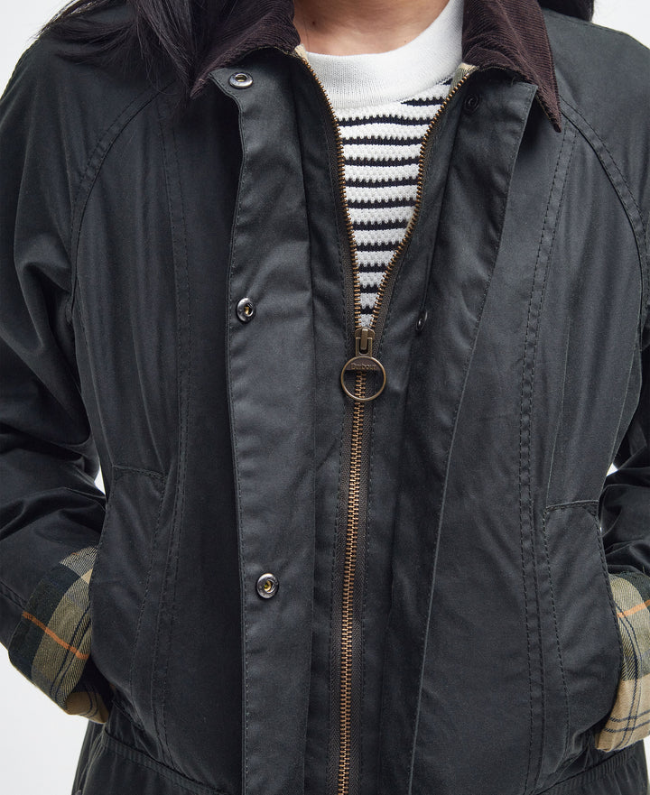 Beadnell Wax Jacket Sage - detalj