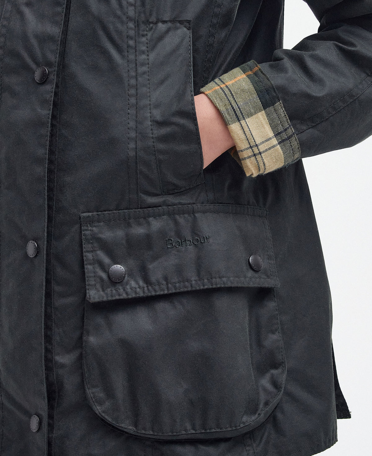 Beadnell Wax Jacket Sage - detalj