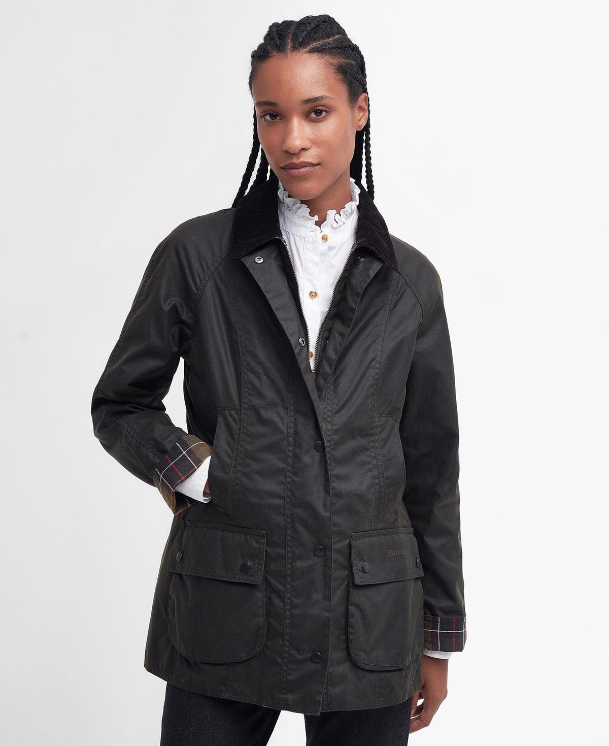 Classic Beadnell Wax Jacket Olive - front