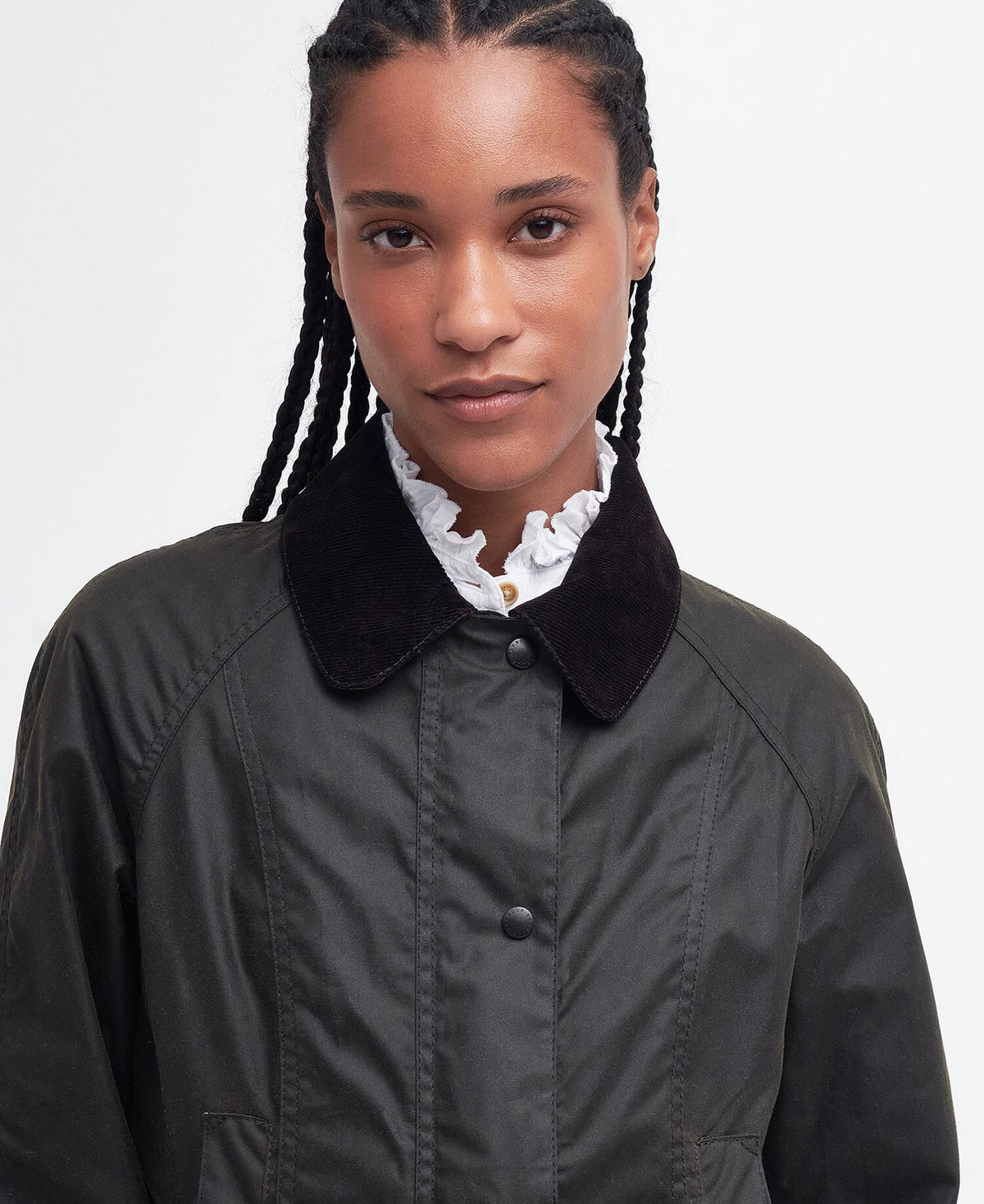 Classic Beadnell Wax Jacket Olive - detalj