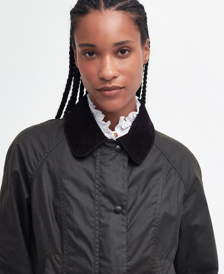 Classic Beadnell Wax Jacket Olive - detalj
