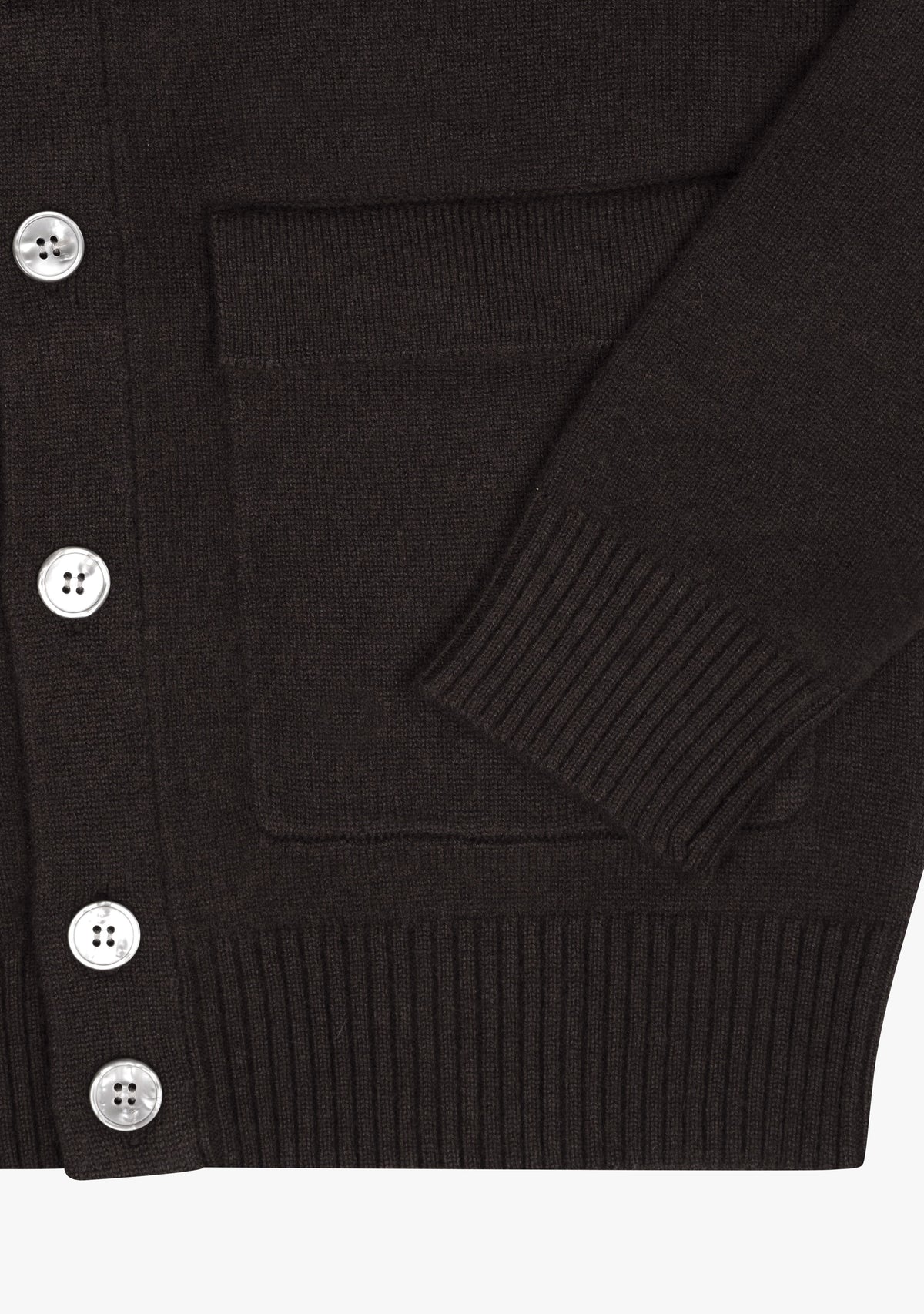 Leo Full Button Cardigan Brown detalj