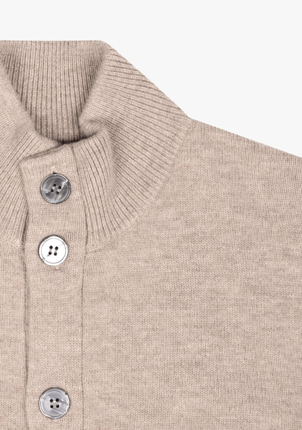 Leo Full Button Cardigan Taupe detalj