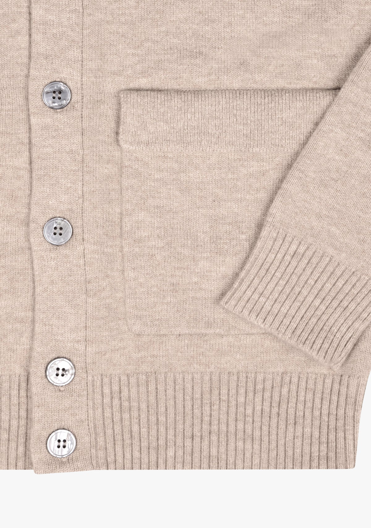 Leo Full Button Cardigan Taupe detalj
