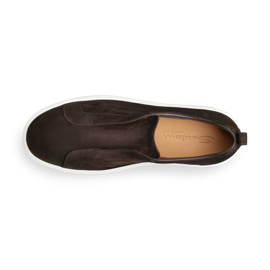 Victory Slip-On Sneaker Suede Dark Brown - Santoni
