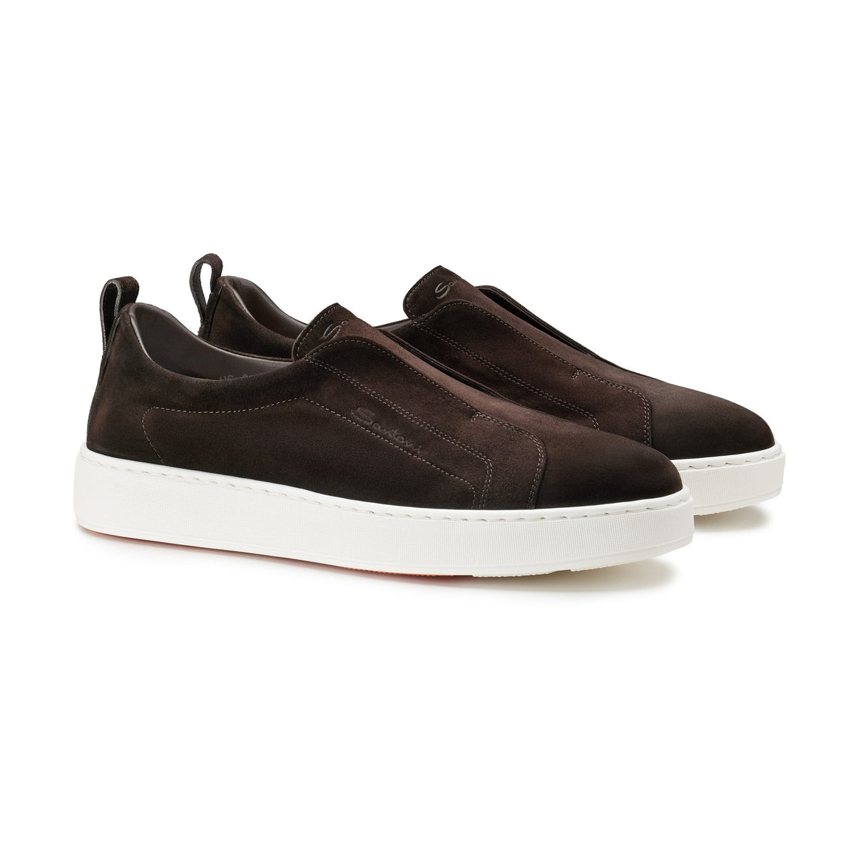 Victory Slip-On Sneaker Suede Dark Brown - Santoni