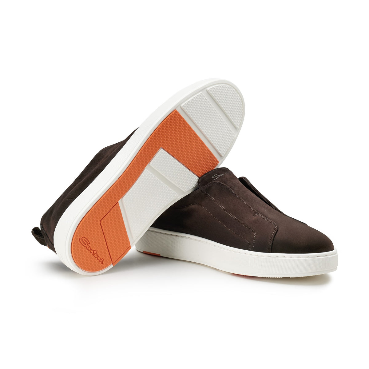 Victory Slip-On Sneaker Suede Dark Brown - Santoni