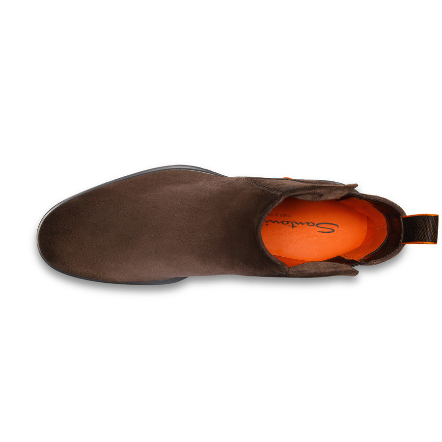 Chelsea Boot Suede Dark Brown - Santoni - 5