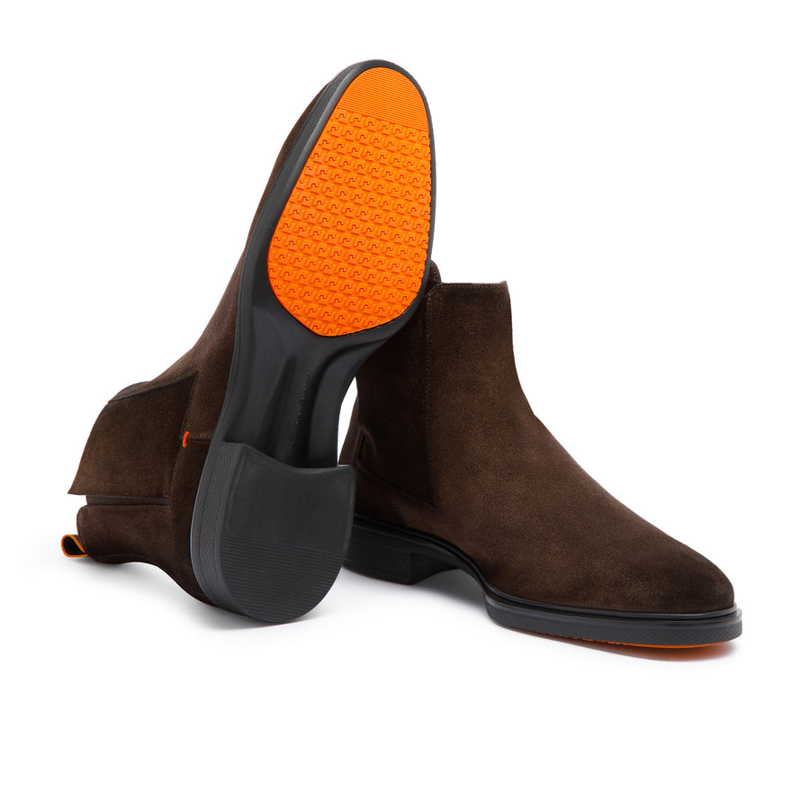 Chelsea Boot Suede Dark Brown - Santoni - 4