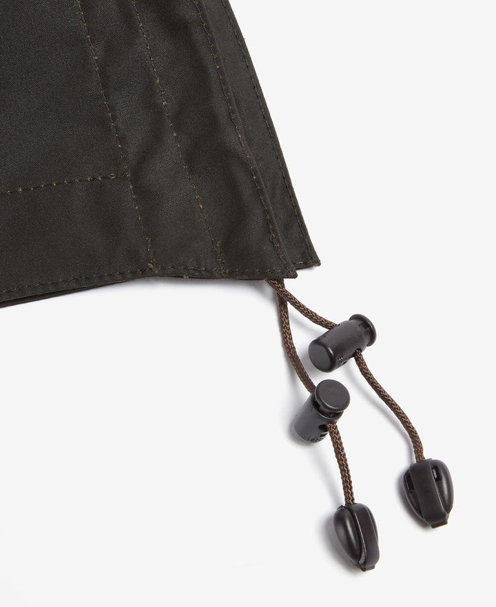 Waxed Cotton Hood Olive - detalj