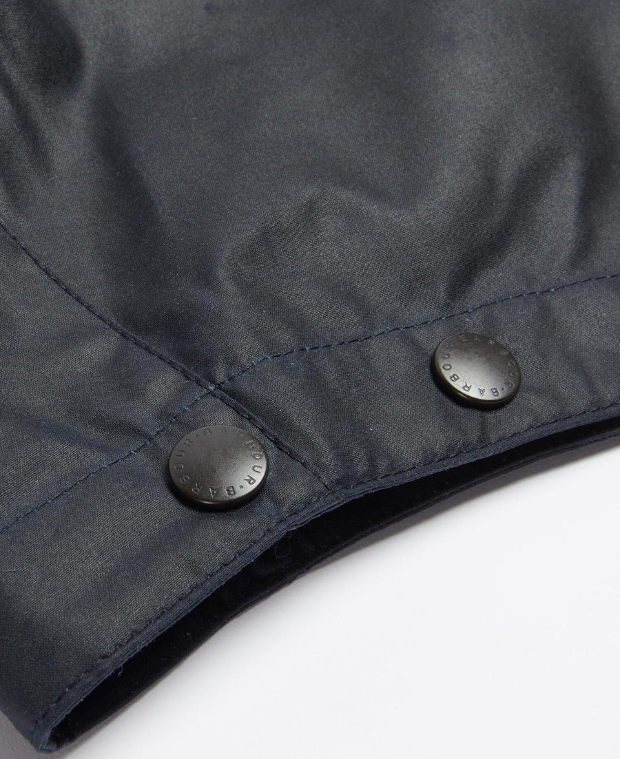 Waxed Cotton Hood Navy - detalj
