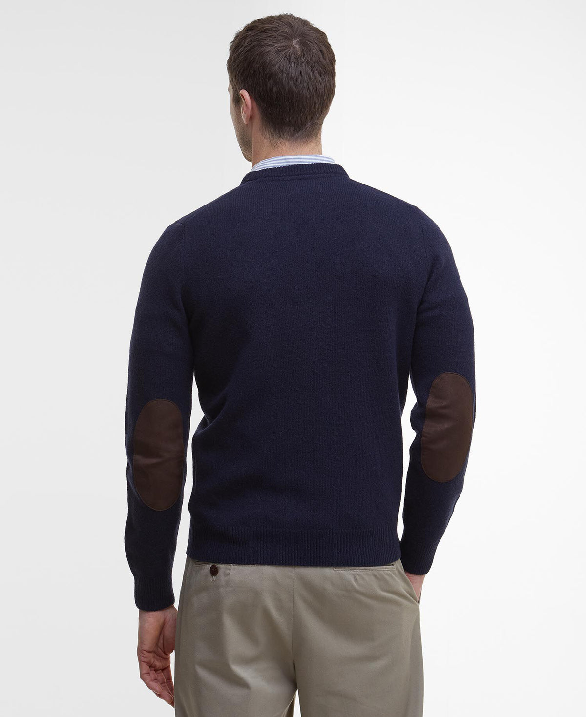 Essential Patch Crew Neck Sweater Navy - modellbilde bakfra