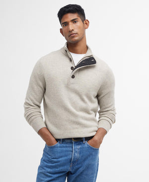 Essential Patch Half Zip Knitted Jumper Pearl