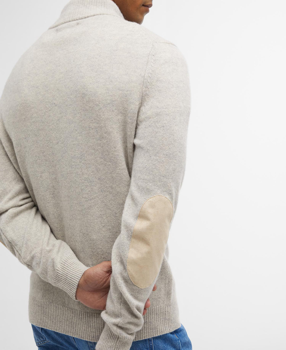 Essential Patch Half Zip Knitted Jumper Pearl - detaljbilde