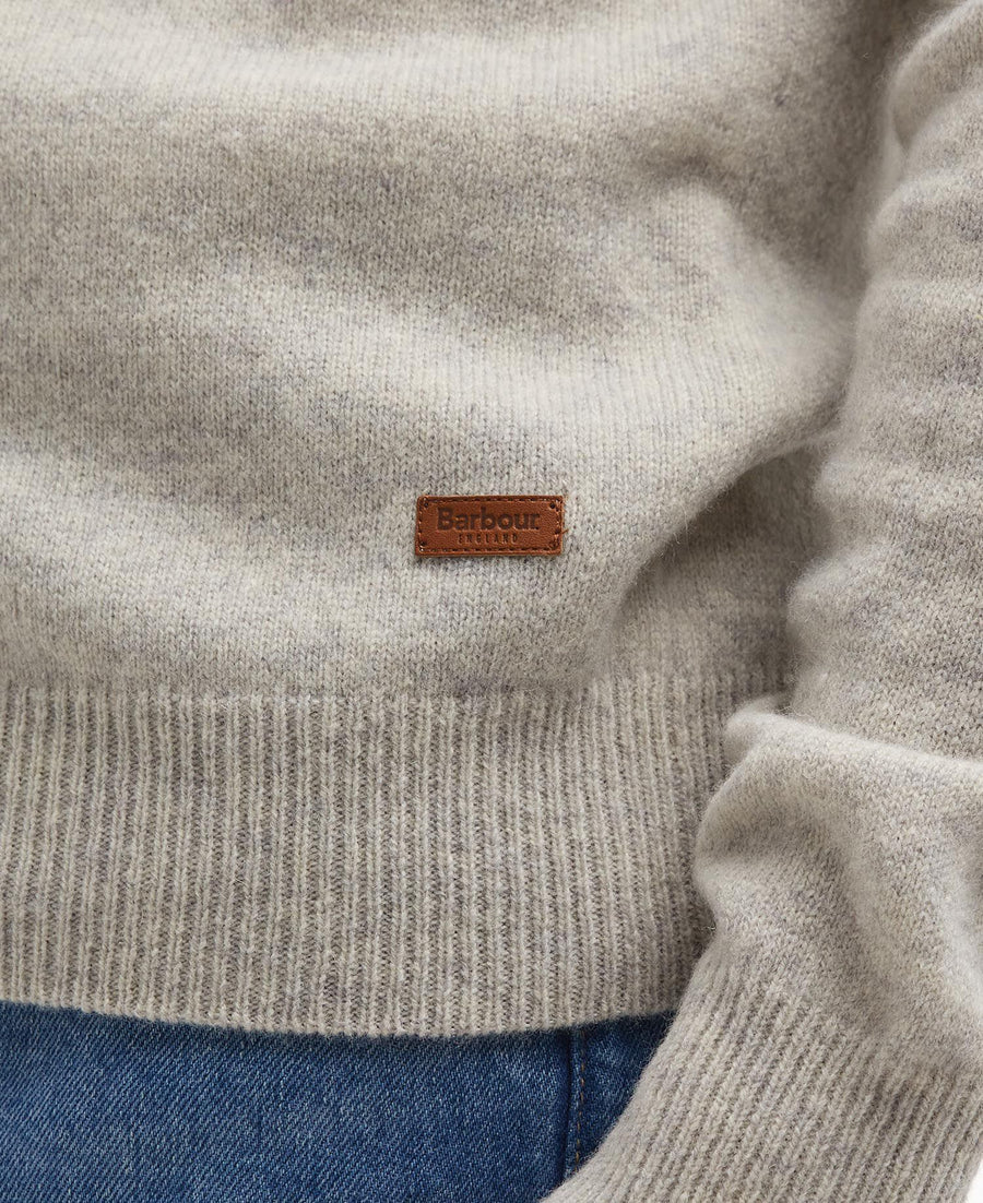 Essential Patch Half Zip Knitted Jumper Pearl - detaljbilde