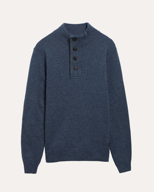 Essential Patch Half Zip Knitted Jumper Dark Indigo