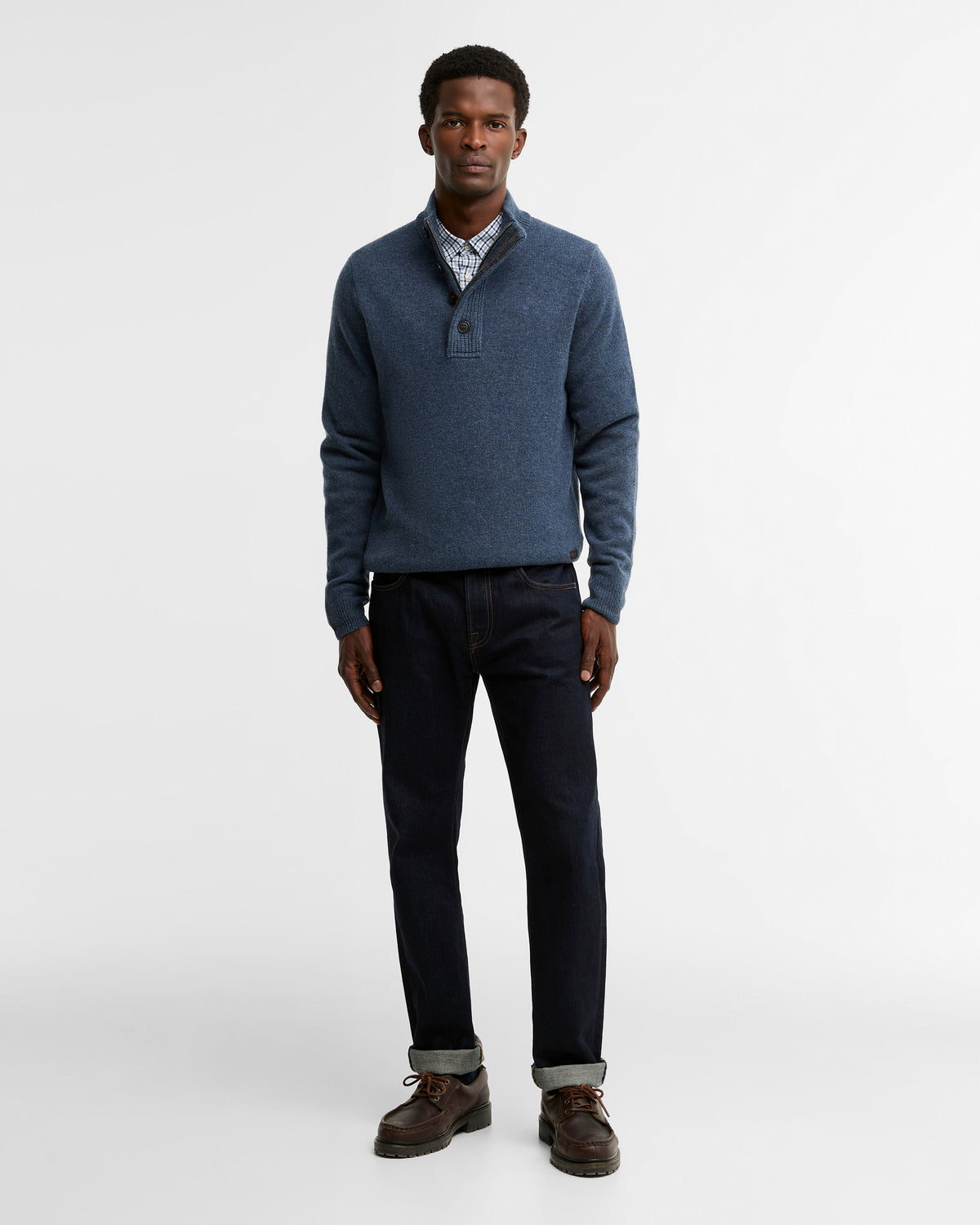 Essential Patch Half Zip Knitted Jumper Dark Indigo
